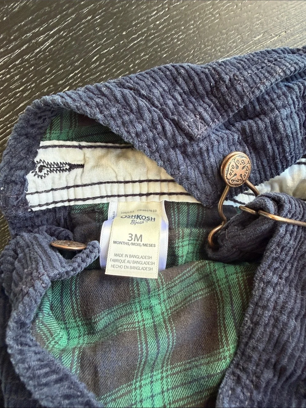 OshKosh B'gosh Dark Navy Corduroy Overalls for Baby